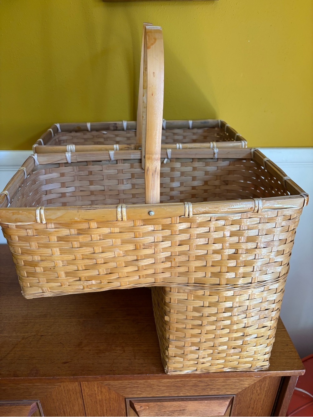 Pair of vintage Amish style stair baskets